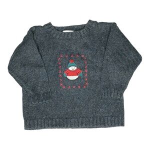 Vintage Goodlad Grey Embroidered Snowman Sweater Size 12M